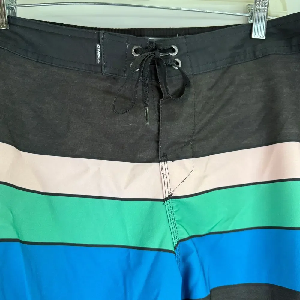 O'Neill Hyperfreak Men's Striped Board Shorts Size 38